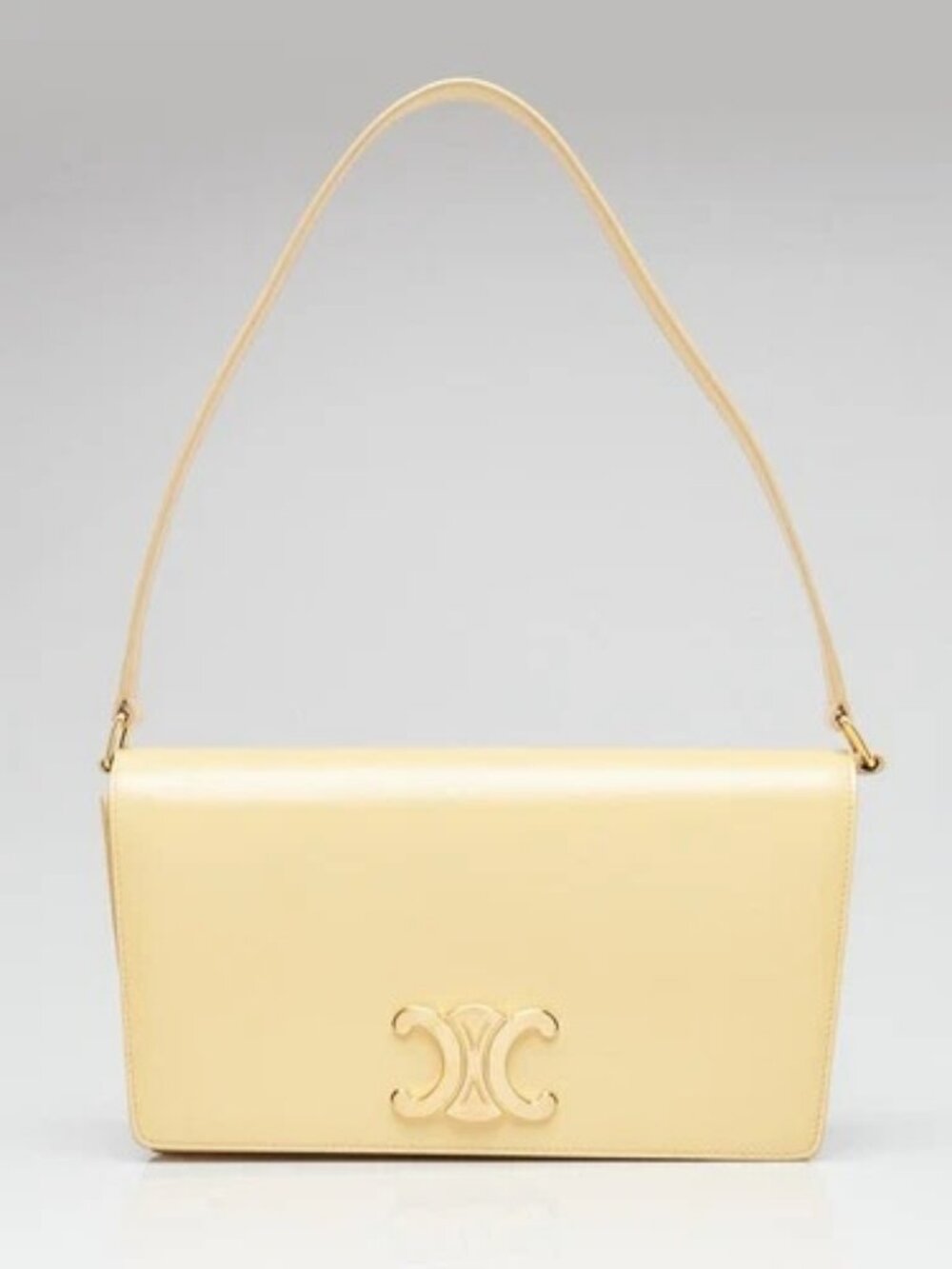 Celine Yellow Smooth Leather Triomphe Shoulder Bag
